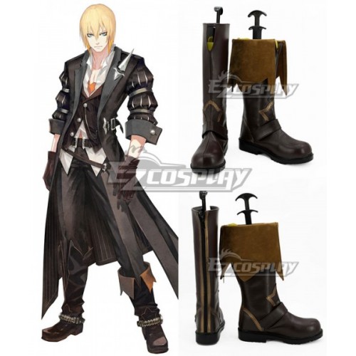 Tales of Berseria Reaper Eizen Deep Brown Shoes Cosplay Boots