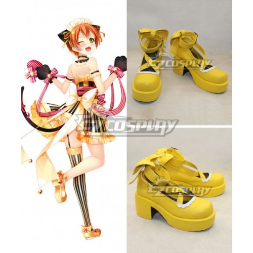 Love Live Valentine's Day Maid Rin Hoshizora Yellow Cosplay Shoes