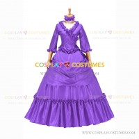 Medieval Renaissance Lolita Princess Ruffled Light Purple Ball Gown Dress