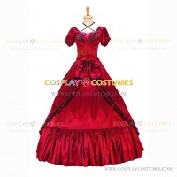 Reenactment Victorian Scarlett O'Hara Rococo Red Ball Gown Dress