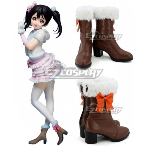 Love Live Nico Yazawa Snow Halation Brown Shoes Cosplay Boots