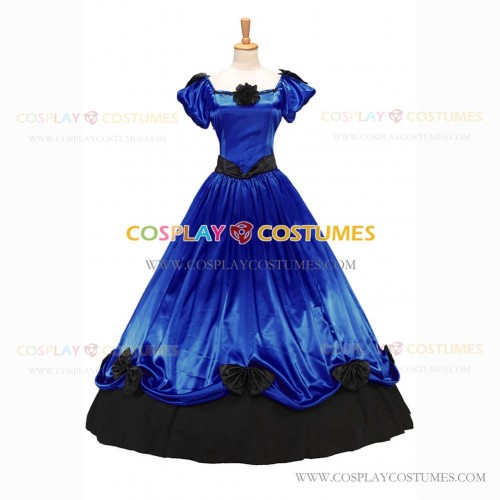 Civil War Southern Belle Lolita Victorian Theater Royal Blue Long Ball Gown Dress