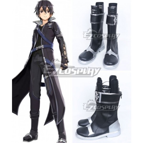 Sword Art Online Hollow Realization SAO Kirigaya Kazuto Kirito Game Black Shoes Cosplay Boots