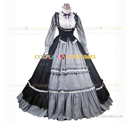 Lady Colonial Princess Fairytale Fantasy Lolita Stripes Ball Gown Prom