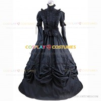 Black Renaissance Faire Court Regal Queen Gothic Punk Reenactment Clothing Dress