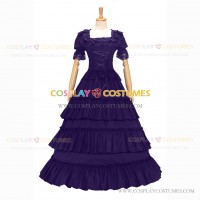 Reenactment Civil War Lace Lolita Recoco Layered Purple Ball Gown Dress