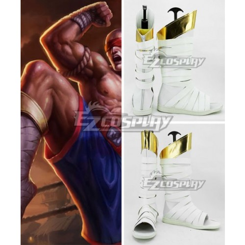 League of Legends LOL Muay Thai Lee Sin the Blind Monk White Shoes Cosplay Boots