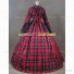 Reenactment Civil War Tartan Dress Witch Antique Gown Red