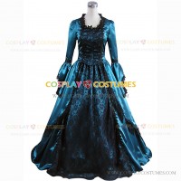 Victorian Lady Queen Colonial Princess Fairytale Dress Lace Ball Gown Dark Blue