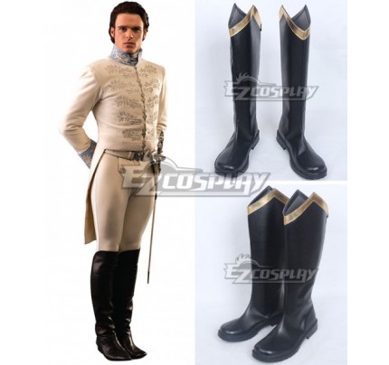 Disney Cinderella Movie 2015 Char Prince Black Shoes Cosplay Boots