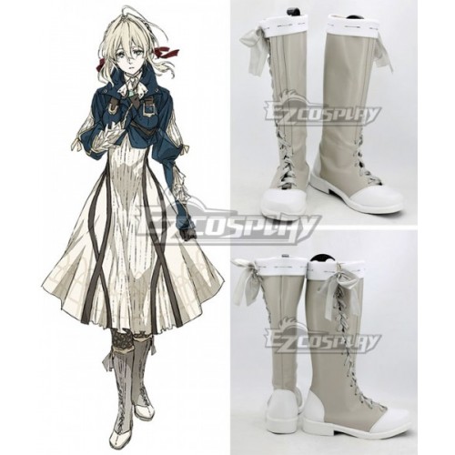 Violet Evergarden Violet Evergarden White Shoes Cosplay Boots