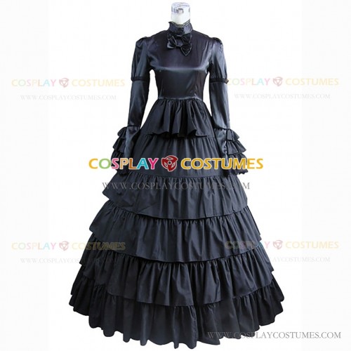 Gothic Steampunk Medieval Fantasy Theatrical Premium Quality Costume Dress Black