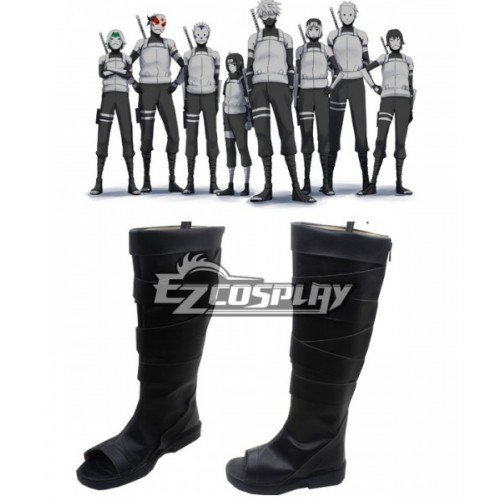 Naruto Kakashi Hatake ANBU Black Ops Black Shoes Cosplay Boots