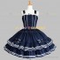 Sailor Lolita Dress Nautical Style White Stripes Sleeveless Naval Collar Tiered Dress Blue