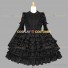 Elegant Lolita Dress Black Cascading Tiered Wide Sleeve Dress