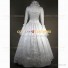 Victorian Style Brocaded Party Ball Gown Fancy Dress White