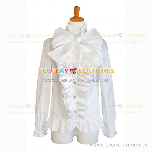 White Lolita Blouse Victorian Fancy Ruffle Stand Collar Blouse