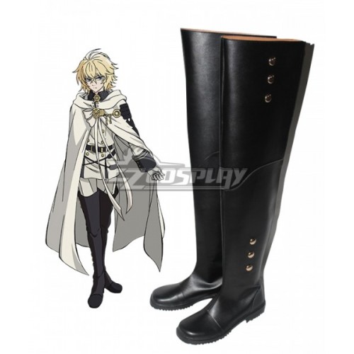 Seraph of the End Vampire Reign Owari no Serafu Mikaela Hyakuya Hyakuya Mikaera Flat Black Shoes Cosplay Boots