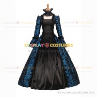 Victorian Steampunk Rococo Brocade Blue Ball Gown Dress