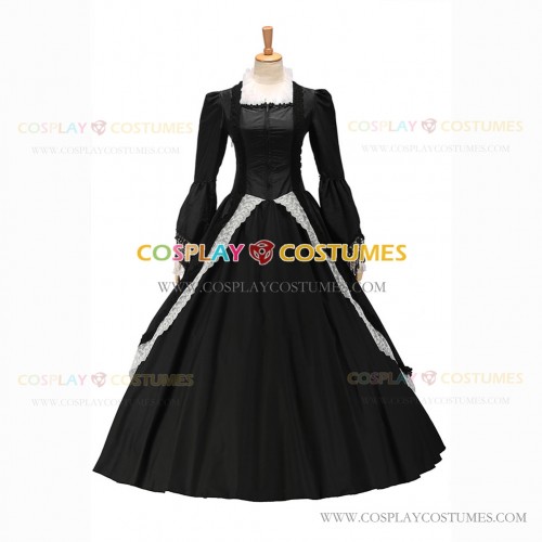 Victorian Punk Lolita Pagoda Sleeves Ball Gown Black Dress