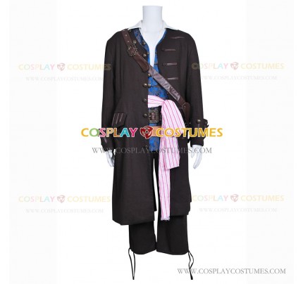 Pirates Of The Caribbean Cosplay Jack Sparrow Costume Full Set With Belts