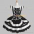 Classic Gothic Lolita Dress Black and White Sleeveless Tiered Tassel Punk Lolita Dress