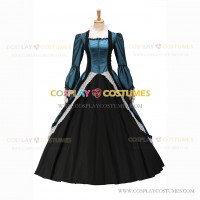 Victorian Punk Lolita Pagoda Sleeves Ball Gown Blue Dress