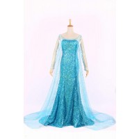 Deluxe Frozen Princess Elsa Dress Cosplay Costume