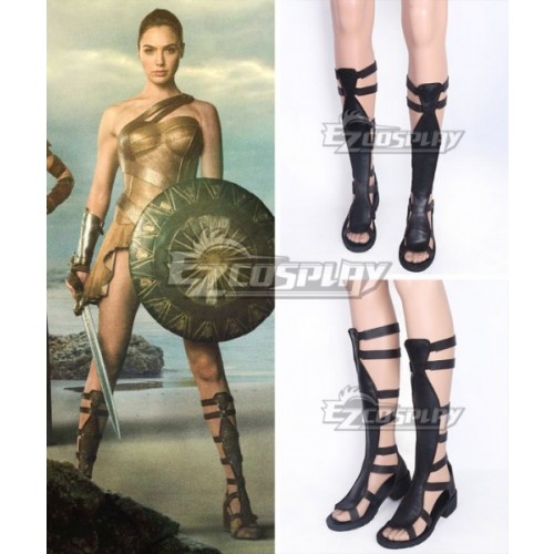 DC Wonder Woman Diana Prince Black Shoes Cosplay Boots