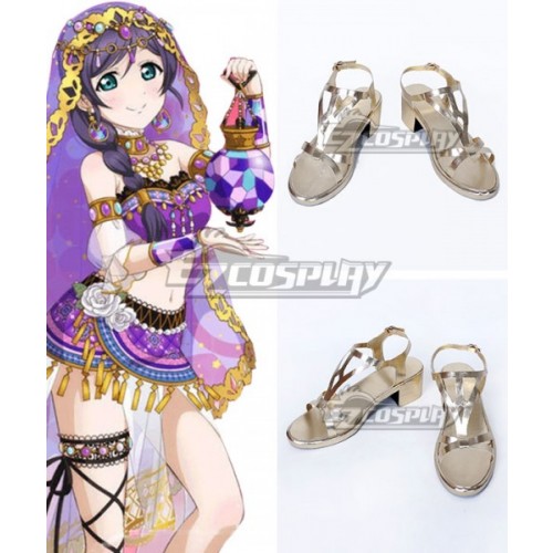 Love Live! Nozomi Tojo Golden Cosplay Shoes