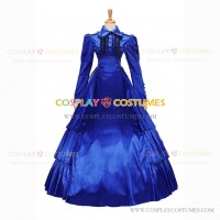 Victorian Gothic Lolita Reenactment Rococo Southern Belle Blue Ball Gown Dress