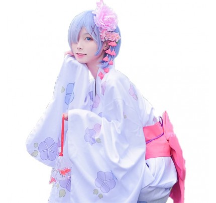 Re Zero − Starting Life In Another World Rem Ram Kimono Cosplay Costume