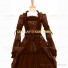 Retro Renaissance Style Pagoda Sleeves Prom Ball Gown Brown Dress