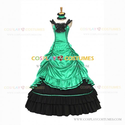 Steampunk Southern Belle Saloon Girls Theater Ruffles Green Dress Evening Gown