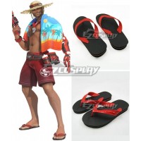 Overwatch OW Jesse McCree 2017 Summer Lifeguard Skin Slippers Black Cosplay Shoes