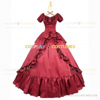 Southern Belle Ball Gown Reenactment Lolita Dress Halloween Costume Red