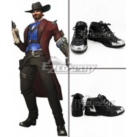 Overwatch OW Riverboat Jesse McCree Black Cosplay Shoes