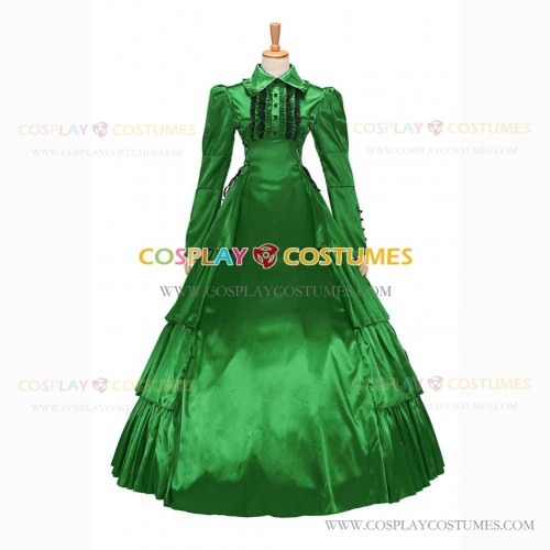 Victorian Gothic Lolita Reenactment Rococo Southern Belle Green Ball Gown Dress