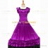 18th Century Vintage Ruffles Brocaded Sleeveless Gown Purple Dress