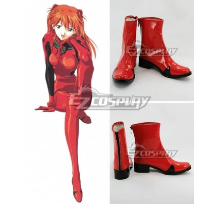 EVA Neon Genesis Evangelion Asuka Langley Sohryu Red Black Cosplay Shoes