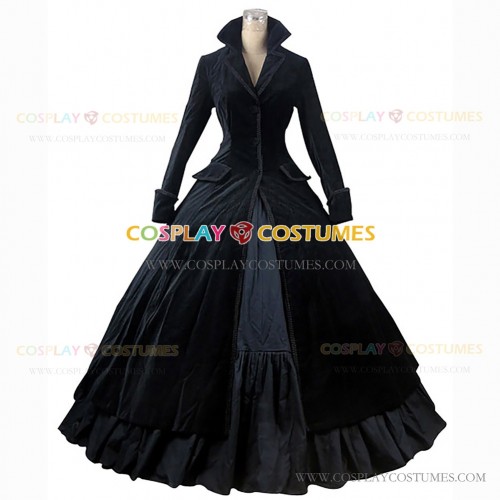 Renaissance Style Steampunk Coat Dress Ball Gown Black