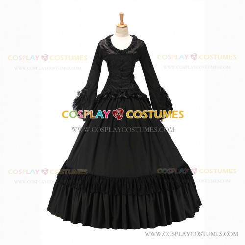 Southern Belle Retro Gothic Lolita Falbala Evening Ball Gown Black Dress