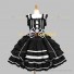 Classic Gothic Lolita Black Dress with White Stripes Ladies Fantasy Tiered Dress Punk Lolita