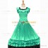 18th Century Vintage Ruffles Brocaded Sleeveless Gown Green Dress