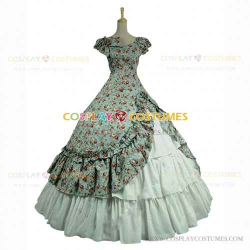 Fairytale Southern Belle Floral Print Lolita Dress Green