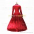 Retro Victorian Classic Turtle Neck Stage Red Long Dress Ball Gown