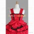 Sleeveless Sweet Love Lolita Dress Ruffle Tiered Bow Dress Red