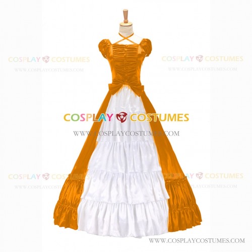 Vintage Gothic Lolita Victorian Rococo Yellow Evening Ball Gown Dress