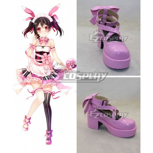 Love Live Valentine's Day Maid Nico Yazawa Pink Cosplay Shoes