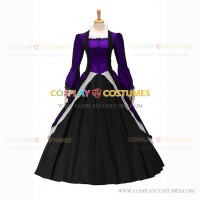 Victorian Punk Lolita Pagoda Sleeves Ball Gown Purple Dress